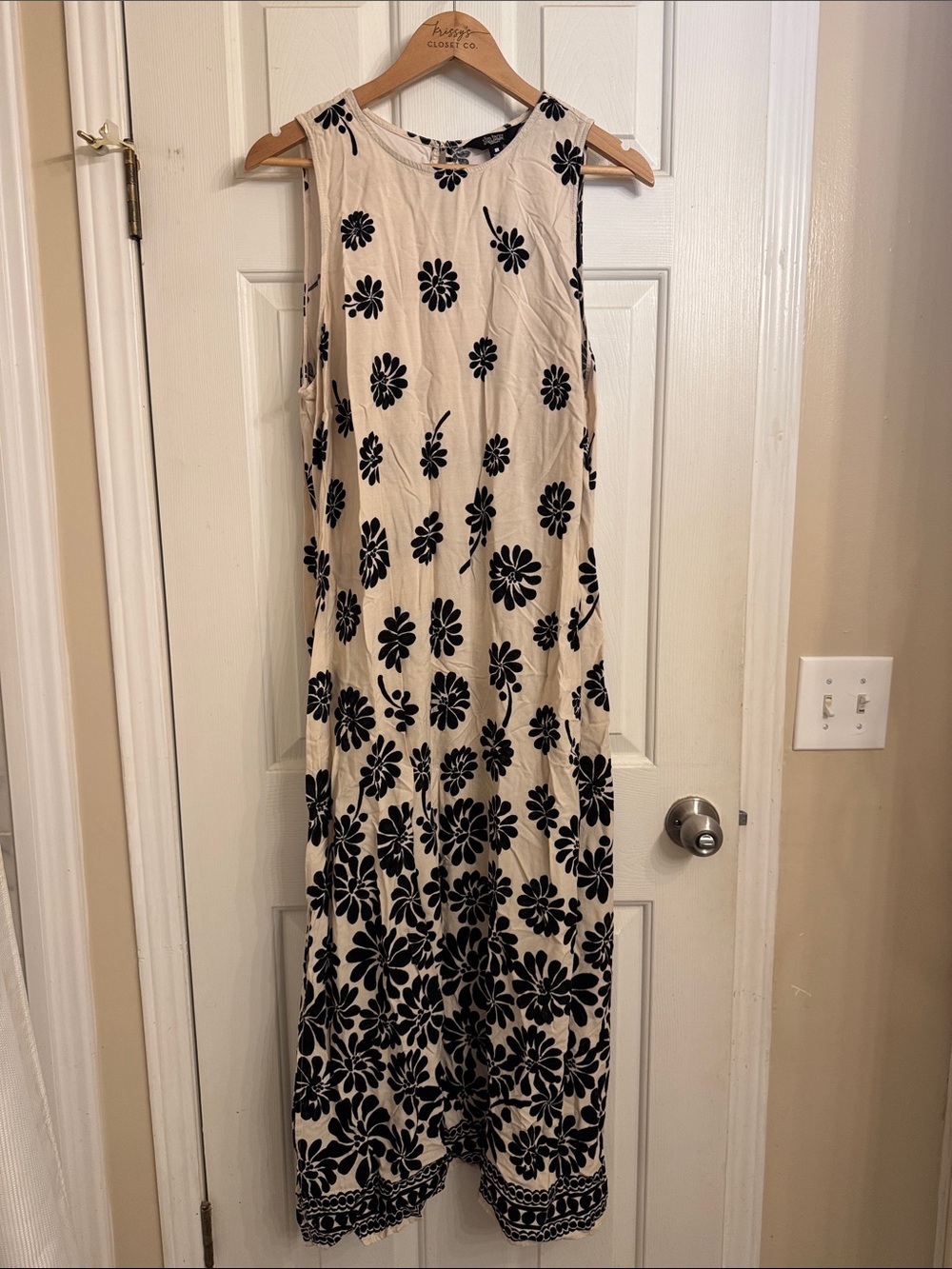 Investments Cream Maxi Dress with Black Floral Print